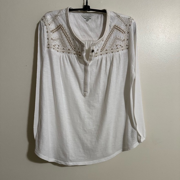 Lucky Brand Cream Relaxed Tunic with Embellished Yoke - Picture 3 of 16